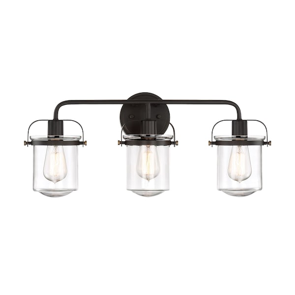 Designers Fountain Jaxon 24in 3-Light Oil Rubbed Bronze Industrial Indoor Wall Sconce with Clear Glass Shade 90603-ORB - main